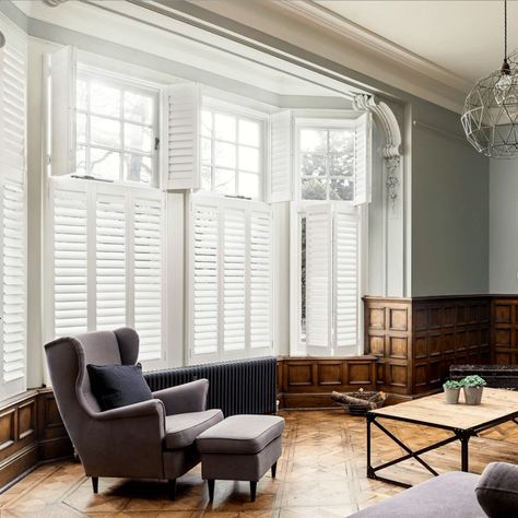 Shutters On Windows Inside, Bay Window Shutters Living Rooms, Shutter Interior Window, Interior Shutters For Windows, Window Shutters Interior, Shutters Interior Window, Window Shutters Indoor, Shutters Indoor, Traditional Shutters