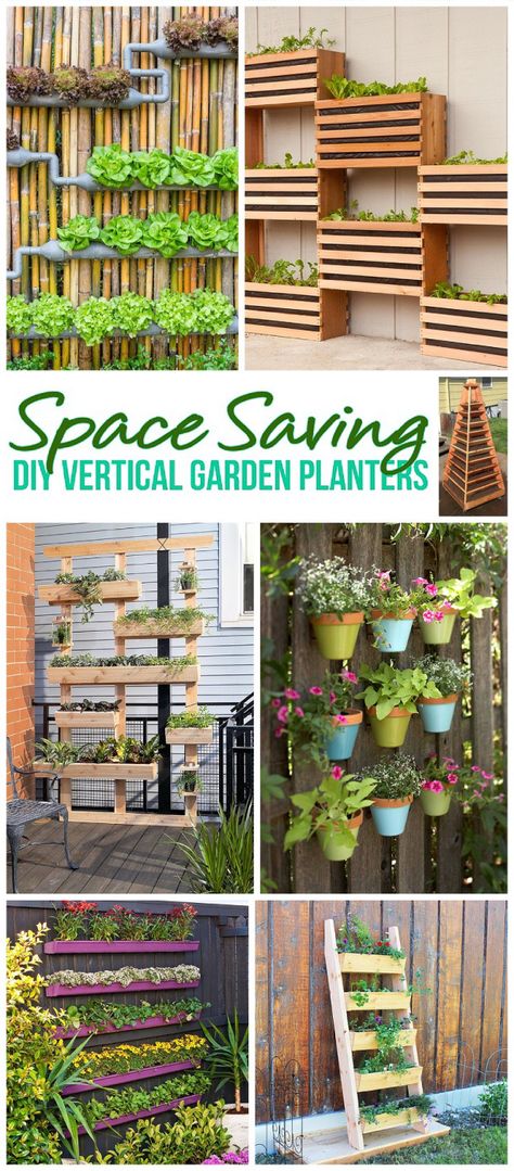 DIY Projects for the Weekend! The BEST DIY Space Saving Vertical Garden Planters - Tutorials and How To Projects for your Home via Dreaming in DIY How To Projects, Diy Vertical Garden, Diy Garden Landscaping, Diy Space Saving, Vertical Garden Planters, Vertical Vegetable Garden, Diy Space, Vertical Herb Garden, Vertical Garden Diy