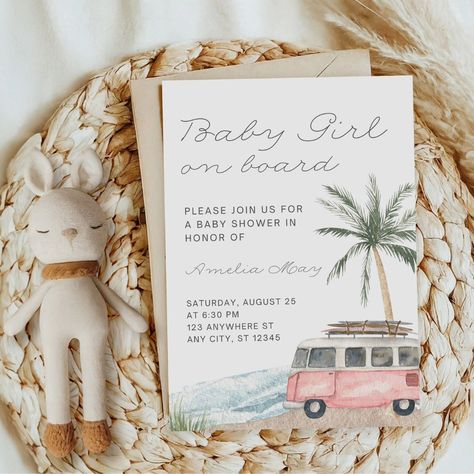 Baby on board! 🌊 🏄‍♂️ Surfs up, a beach baby is on the way! The perfect beach vibes baby shower bundle for the soon to be surf babies 🩵🩷 Both boy & girl designs to choose from! ✌️ #beachbaby #beachbabies #babyshowerideas #babyshowertheme #beachbabyshower Baby On Board Girl Baby Shower Ideas, Beach Baby Shower Theme, Surfer Baby Shower, Ocean Baby Shower Theme, Surfer Baby, Surf Baby, Ocean Baby Showers, Girl Shower Themes, Beach Baby Showers