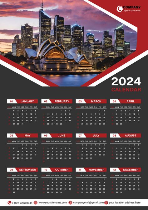 Calendar 2024 Week Start Monday Corporate Set Design Template Vector File#pikbest##Templates Bible Frames, Company Taglines, Calendar Poster Design, English Sign Language, Wall Calendar Design, Calendar Designs, Calendar Poster, Money Sign, 2024 Calendar