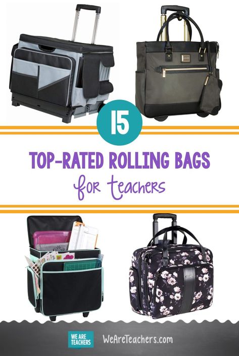 Save your back with one of these well-reviewed rolling bags for teachers. We found sturdy professional options in every price range. Traveling Teacher Organization, Rolling Bags For Teachers, Teacher Bag, Rolling Backpacks For School, Best Teacher Bags, Rolling Laptop Bag, Rolling Briefcase, Roller Backpacks, Rolling Tote Bag