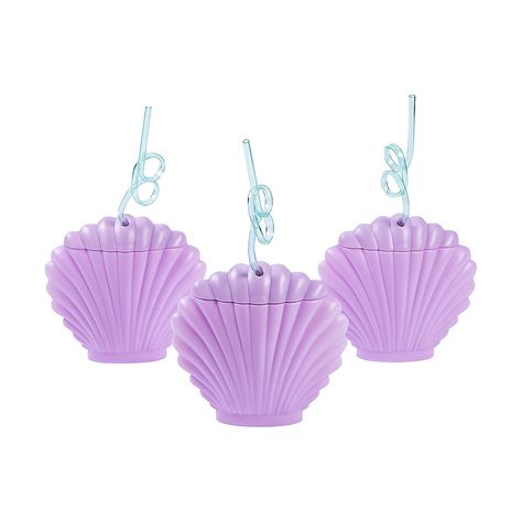 Arrives by Fri, Feb 17 Buy Seashell Molded Cup With Looped Straw - Party Supplies - 6 Pieces at Walmart.com Mermaid Birthday Party Kids Table, Mermaid Birthday Party Favors For Kids, Mermaid Theme Party Favors, Mermaid Punch For Kids, Pink Mermaid Birthday Party, Lil Mermaid Birthday Party Ideas, Mermaid Toddler Birthday Party, Shellebrate Party, Mermaid Sleepover Party