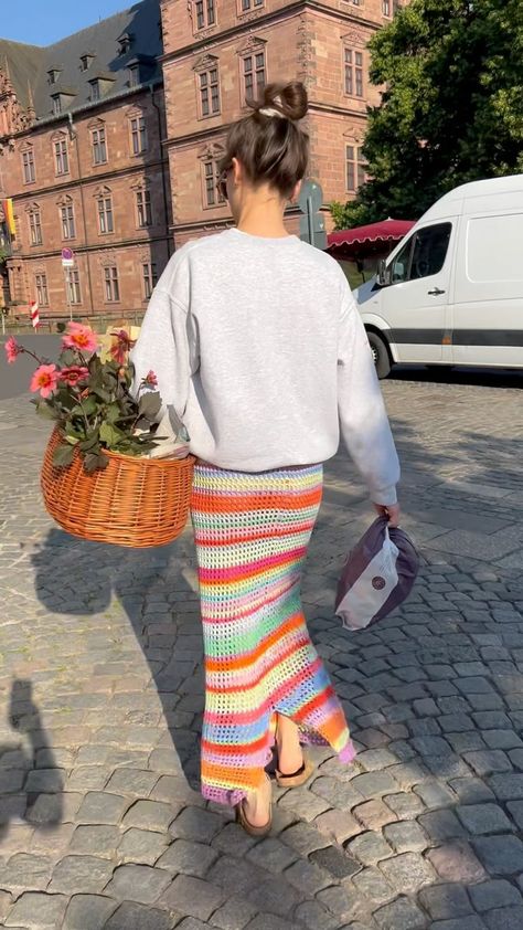 colorful projects are my favs 🌈🍒 Summer cotton skirt using „Organico“ @lanagrossa ❤️‍🔥 #maxiskirt #summeroutfit #colorfuloutfit #markttag… | Instagram Colorful Skirt Outfits Summer, Colorful Maxi Skirt Outfit, Colorful Maxi Skirt, Colorful Skirt Outfits, Crochet Summer Skirt, Maxi Crochet Skirt, Maxi Skirt Crochet, Crochet Skirt Outfit, Summer Knitting Projects