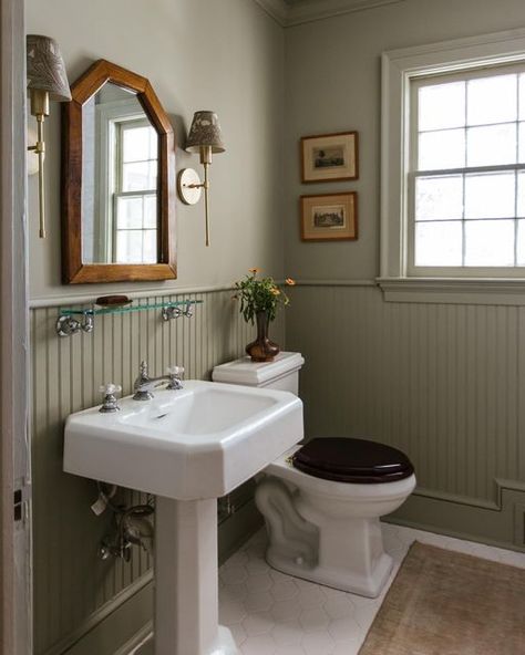 Small Half Bathroom, Beadboard Bathroom, White Beadboard, Downstairs Toilet, Cottage Bathroom, Downstairs Bathroom, Half Bathroom, Unique Bathroom, Upstairs Bathrooms