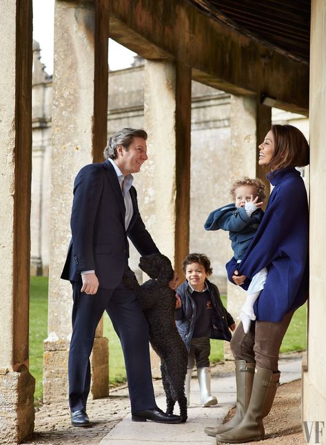 The viscount and viscountess with sons John and Henry, and Monkey, one of the family’s Labradoodles. Emma Weymouth, British Aristocracy, Colour Blind, Royal Monarchy, Social Graces, Halloween Front Porch Decor, British Family, African Royalty, Curly Clip Ins