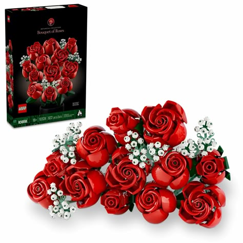 New LEGO 10328 Bouquet of Roses is set to be the perfect Valentine gift in 2024 - Jay's Brick Blog Dinner Table Centerpieces, Dozen Red Roses, Thanksgiving Flowers, Dozen Roses, Bouquet Of Roses, Small White Flowers, Botanical Collection, Lego Friends, Lego Sets