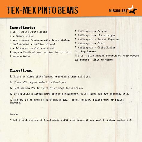 Mission Bbq, Rotel Tomatoes, Pinto Beans, Green Chile, Recipe Card, Bbq Recipes, Tex Mex, Smoked Paprika, Chili Powder