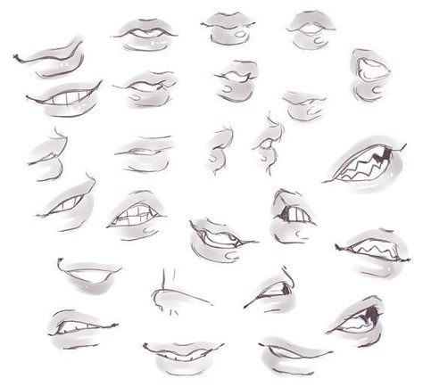 Lips Picture, Drawing Face Expressions, Lip Drawing, Mouth Drawing, Seni Dan Kraf, Tutorials Drawing, Lips Drawing, Drawing Expressions, Anatomy Drawing