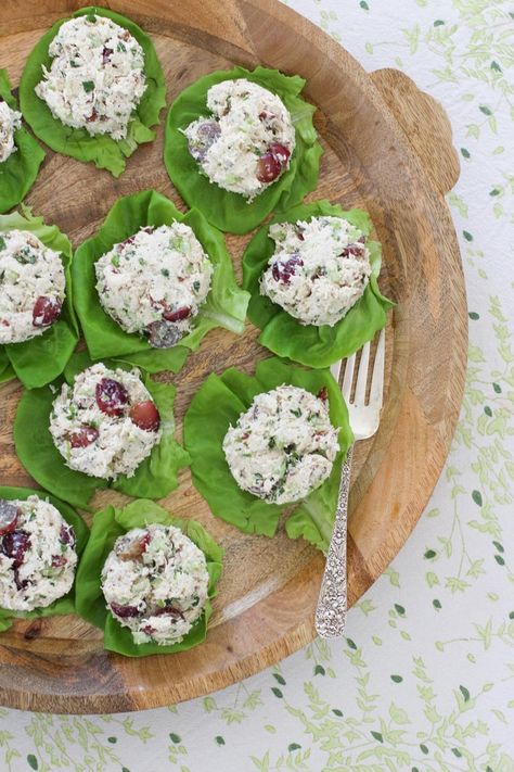 Fancy Lady Chicken Salad — Habitual Hostess Habitual Hostess, Chicken Salad Lettuce, Split Chicken Breast, Leftover Chicken Breast, Entertaining Menu, Salad Lettuce, On A Bun, Fancy Lady, Mini Croissants