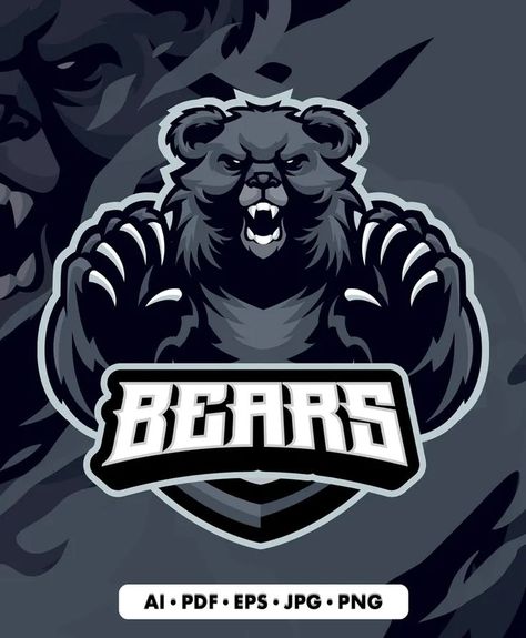 Black Bears Mascot Logo Template AI, EPS Bear Mascot Logo, Bear Mascot, Logo Mascot, Black Bears, Bear Logo, Mascot Logo, Charter School, Black Bear, Logo Templates