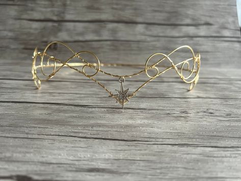 Circlet Crown, Wedding Circlet, Elven Crown, 8 Point Star, Wire Crown, Fantasy Crown, Diy Wire Jewelry Rings, Star Crown, Fairy Ears