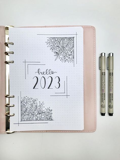 2023 Diary Cover Ideas, Black And White Cover Page Design, Drawing Book Cover Page Ideas Easy, New Year Diary Ideas 2023, Bujo 2023 Cover Page Aesthetic, 2024 Cover Page Ideas, 2023 Bujo Cover Ideas, Journal Aesthetic Cover Page, 2023 Scrapbook Cover Ideas