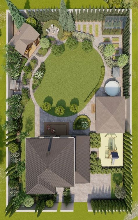 Modern Barndominium, Backyard Design Layout, Shop Barndominium, Backyard Water Feature, Garden Design Layout, Casas The Sims 4, Sims House Plans, Weekend House, Garden Design Plans