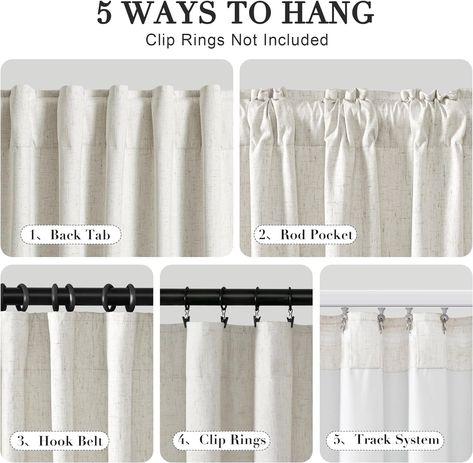 Amazon.com: Joywell 100% Blackout Linen Curtains 108 Inches Long, Rod Pocket/Back Tab/Hook Belt/Clip Rings, Floor to Ceiling Window 9 FT Drapes for Bedroom Living Room (2 Panels Set,52 x 108,Natural Beige) : Home & Kitchen Floor To Ceiling Window, 108 Inch Curtains, Diy Blackout Curtains, Blackout Curtains Living Room, Nursery Blackout Curtains, Floor To Ceiling Curtains, Ceiling Window, Black Blackout Curtains, Cream Curtains