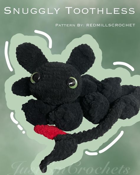 Trendy Snuggly Toothless!! 🧶 Pattern Credits: RedMillsCrochet https://www.etsy.com/shop/RedMillsCrochet #crochet #toothless #toothlessthedragon #nightfury #fyp #cutecrochet #trendingcrochet #crochetinspo #crochetideas Toothless Dragon Crochet Pattern Free, Toothless Pattern, Crochet Toothless, Toothless Dragon, Night Fury, September 16, Toothless, Free Instagram, Cute Crochet