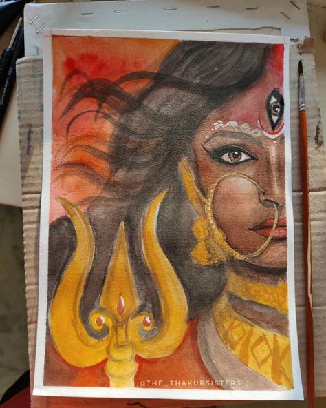 Traditional Sketches Indian, Durga Ma Drawings, Durga Goddess Drawing, Goddess Durga Paintings, Durga Thakur Drawing, Devotional Drawings, Durga Painting Artworks, Durga Drawing Art, Drawing Of God