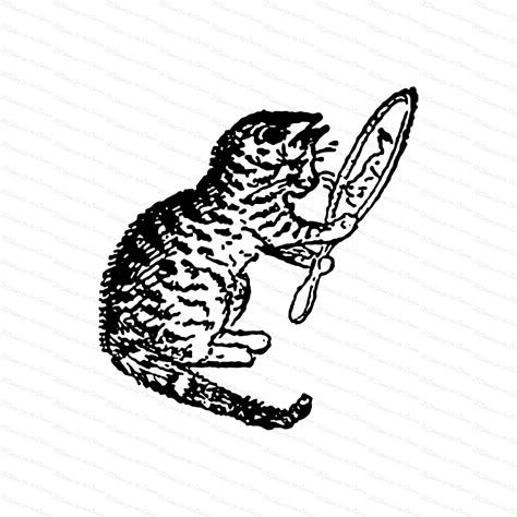 Mirror Clipart, Looking Into Mirror, Victorian Tattoo, Antique Tattoo, Victorian Cat, Mirror Tattoos, See Tattoo, Black Cat Tattoos, Mirror Antique