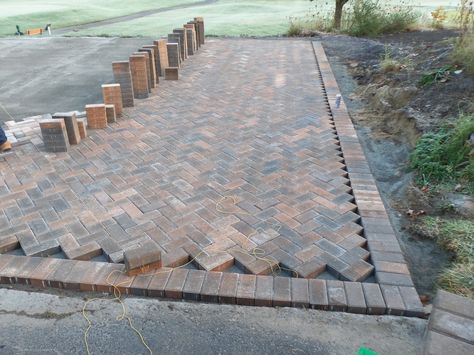 Brick Patio Decor, Herringbone Brick Patio, Herringbone Brick, Patio Seating Area, Small Outdoor Patios, Cement Patio, Patio Layout, Concrete Patio Designs, Brick Patio