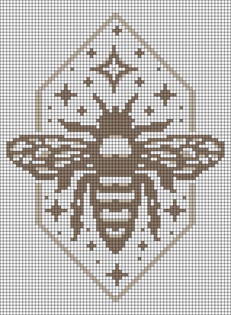 Bee Grid Pattern, Moth Crochet Tapestry, Alpha Patterns Crochet 2 Colors, Tarot Cards Pixel Art, Free Crochet Grid Patterns, Tapestry Crochet Graphs, Crochet Tapestry Aesthetic, Bee Alpha Pattern, Simple Crochet Alpha Pattern