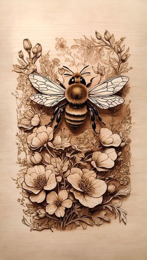 Wood Burning Writing, Pyrography Art Woodburning, Bee Wood Burning, Bee Art Drawing, Bee Pyrography, Free Wood Burning Patterns Printables, Pyrography Signs, Pyrography Pen, Pyrography Ideas