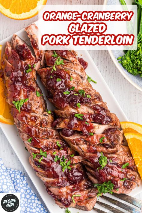 Pork Cranberry Recipes, Orange Pork Recipes, Pork Tenderloin Recipes Thanksgiving, Pork Tenderloin Thanksgiving, Pork Tenderloin For Christmas Dinner, Christmas Pork Tenderloin Recipes, Pork With Cranberry Sauce, Pork Tenderloin Fall Recipes, Holiday Pork Tenderloin Recipes