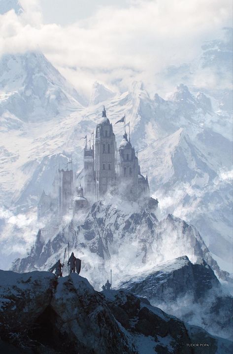 Snow Kingdom Fantasy Art, Frozen Castle, Fantasy Town, Medieval Fortress, Location Inspiration, Paintings And Drawings, 다크 판타지, Fantasy City, Fantasy Castle