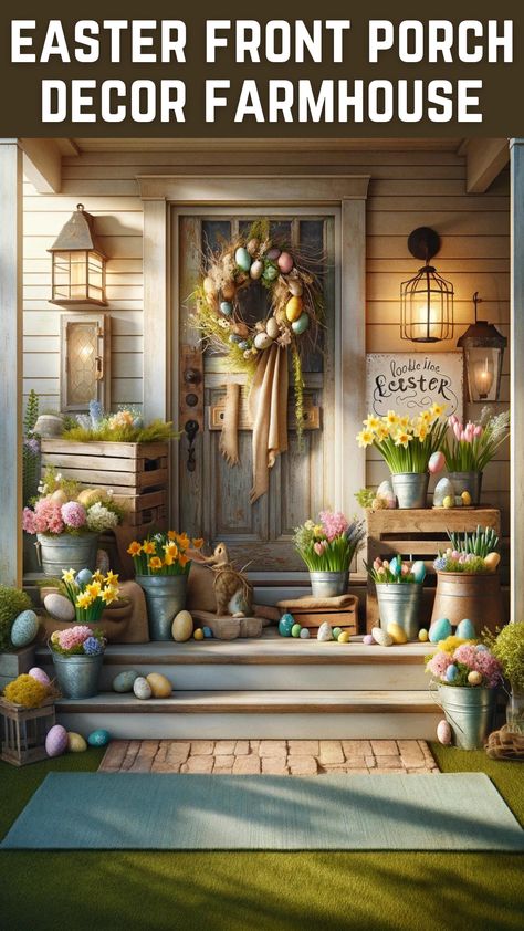 Ultimate Guide to Easter Front Porch Decor: Farmhouse Style 🐣🌷 Front Porch Decor Farmhouse Style, Easter Front Porch Ideas, Front Porch Decor Farmhouse, Easter Front Porch Decor, Mix Match Chairs, Easter Front Porch, Porch Decor Farmhouse, Easter Porch Decor, Distressed Wood Signs