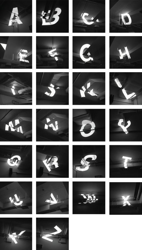 Projection Type by Wenjing Chua, via Behance 3d Tipografi, Experimental Type, Best Typography, Alphabet Photography, Wine Logo, Typography Images, Typography Alphabet, Type Inspiration, Typographic Art