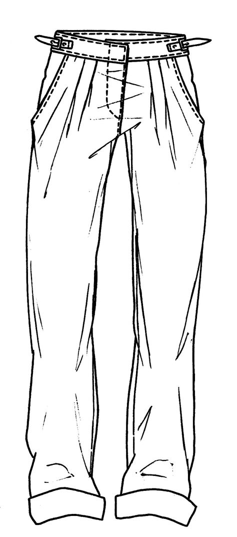 kym How To Draw Trousers Anime, Pants Sketch, Surrealism Fashion, Pants Drawing, Low Waist Pants, Buckle Pants, Fashion Illustration Tutorial, Flat Drawings, Flat Sketches