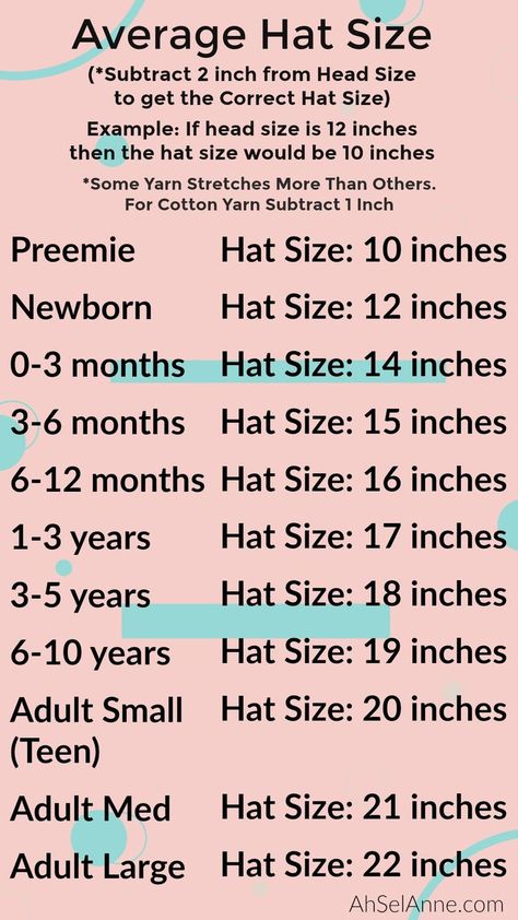 Crochet Hat Size Chart, Chart Crochet, Crochet Hat Sizing, Knitting Patterns Free Hats, Mode Crochet, Hat Size Chart, Haken Baby, Crochet Stitches For Beginners, Crochet Instructions