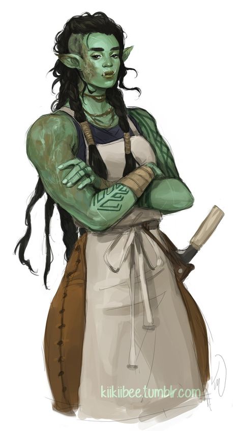 ArtStation - DnD. Sosh, Kii Weatherton Dnd Butcher Npc, Butcher Oc Design, Orc Male Character Design, Female Orc Character Design, Dnd Orc Male, Half Orc Character Design, Butcher Character Design, Dnd Npc Characters, Ogre Drawing