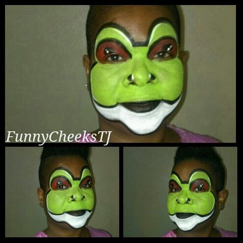 Frog face painting by FunnyCheeksTJ Toad Face Paint, Frog Makeup Halloween, Frog Makeup, Diy Carnaval, Frog Face, Animal Makeup, Frog Costume, Frog Eye, Prince Costume