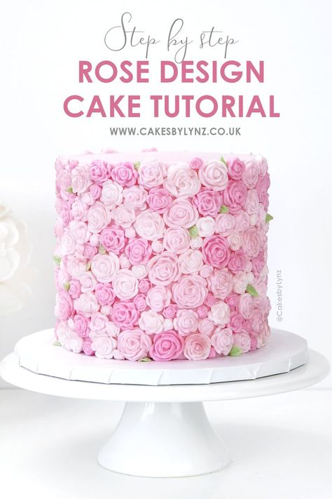 Rose Design Cake Tutorial - Cake Decorating - Wedding Cake Texture Wedding Cake Texture, Rose Design Cake, Rose Cake Tutorial, Texture Cake, Company Cake, Cupcakes Decoration Tutorial, Rosette Cupcakes, Cake Texture, Rose Texture