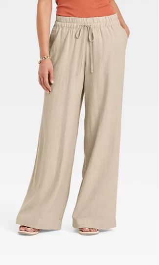 Linen Pants Outfit, Ribbed Tank Tops, Fitted Trousers, Pull On Pants, Straight Pants, Trouser Pants, A New Day, Linen Pants, Casual Fits