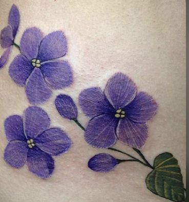 Purple Tattoo Ink, Violet Flower Tattoo, Small Flower Tattoos For Women, Sarah Tattoo, Purple Flower Tattoos, Violet Flower Tattoos, Tattoo Fixes, Violet Tattoo, Iris Tattoo