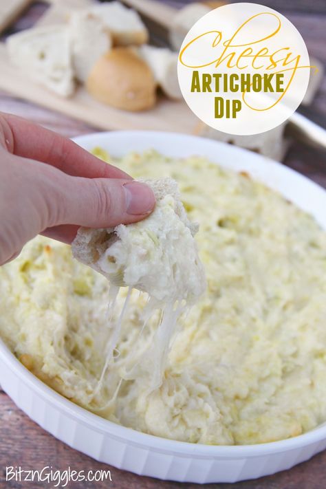 Cheesy Artichoke Dip - An easy and delicious appetizer perfect for parties and the Super Bowl! #ad #crystalfarmscheese Warm Artichoke Dip, Baked Artichoke Dip, Baked Artichoke, Holiday Appetizers Easy, Artichoke Dip Recipe, Delicious Appetizers, Cream Cheese Dips, Christmas Foods, Cream Cheese Recipes