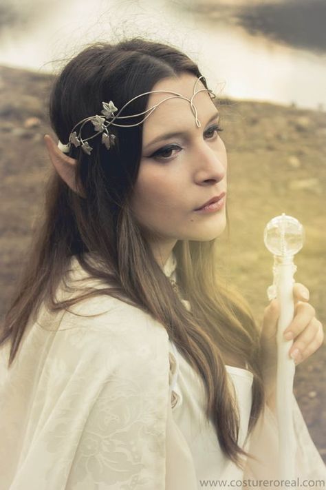 Sindar elven crown tiara bridal circlet in silver by CostureroReal: Galadriel Tiara, Elven Beauty, Elven Circlet, Bridal Circlet, Elven Crown, Elf Cosplay, Gold Tiara, High Elf, Elf Costume