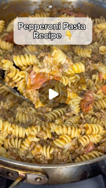 Carrie on Instagram: "Pepperoni pasta! 🎉 say recipe and I’ll send you the full recipe. Pepperoni pasta is an easy but delicious dinner idea. I added ground beef but it is good without too!" Tiktok Pasta, Pepperoni Pasta, Beef Pepperoni, Dinner Idea, Delicious Dinner, Quick Meals, Yummy Dinners, Pasta Recipes, Ground Beef