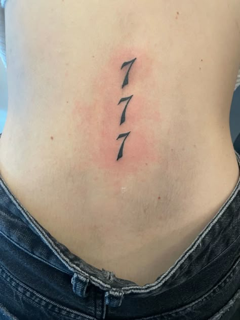 777 Tattoo Vertical, 777 Tattoos, 777 Tattoo Meaning, Vertical Tattoo, Angelic Numbers, I Am Abundant, 777 Tattoo, Number Angel, Tattoo Appointment