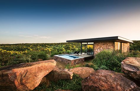 Wilderness Reserve, Bush Lodge, Lodge Design, Africa Photography, Game Lodge, Stone Interior, Lodge Cabin, Pool Installation, Timber Deck