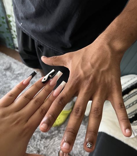 couples mani Hand Pictures, Long Nails, Nail Inspo, Pretty Nails, Rings For Men, Nails