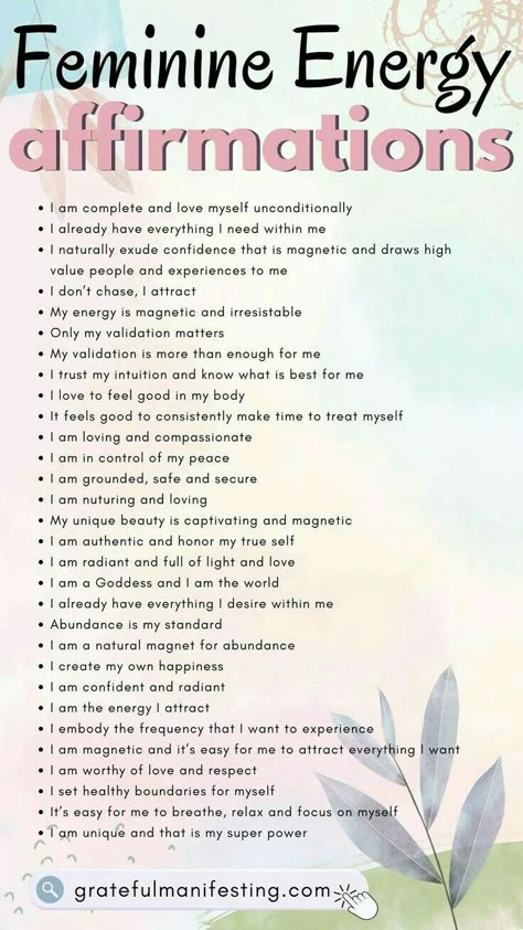 Energy Affirmations, Heal Your Soul, Divine Feminine Energy, Morning Mantra, Healing Affirmations, Energy Healing Spirituality, Gratitude Affirmations, Affirmations For Happiness, Self Healing Quotes