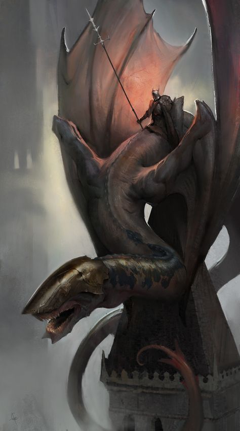 ArtStation - Dragon Rider, Clément Blum Mythical Monsters, Dragon Artwork Fantasy, Asoiaf Art, Cool Dragons, Alien Concept Art, Dragon Rider, Dragon Pictures, Dragon Artwork, Fantasy Dragon