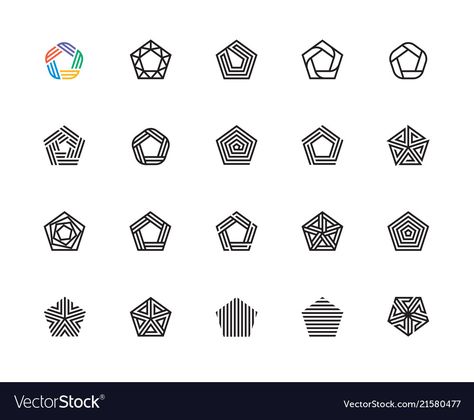 Pentagon Logo, Pentagon Pattern, Pentagon Design, Creative Symbol, Op Art Lessons, Helix Shape, Logo Design Concept, Logo Design Inspiration Creative, Shape Tattoo