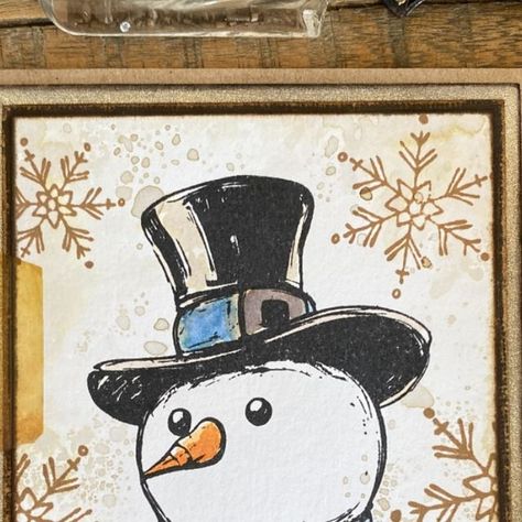 Zoe Hillman on Instagram: "I’m sharing another card I made for the Christmas 2024 stamp and stencil collection from @tim_holtz + @stampersanonymous ❤️ This time using the gorgeous Mr Frostie CMS499 stamp set. I adore Mr Frostie and it’s no secret that I love a top hat! ⛄️🎩

If you missed the LIVE, you can catch the replay and all the inspirational makes over on Tim’s blog #timholtz #stampersanonymous #timholtzchristmas2024" Tim Holtz Mr Frostie Cards, Tim Holtz Mr Frostie, Zoe Hillman, Sizzix Cards, Tim Holtz Stamps, Impression Obsession, I Love A, Christmas 2024, Xmas Cards