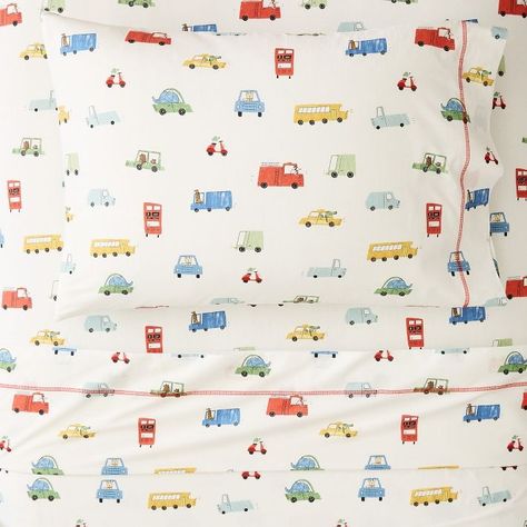 Carpool Critters Sheet Set | West Elm Transportation Toddler Room, Ocean Kids Room, Modern Kids Room Design, Kids Beds For Boys, Brown Things, Hunter Room, Kids Sheet Sets, Bed Kids, Kid Room Ideas