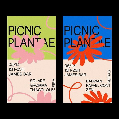 @morrre.dsgn on Instagram: “Picnic. Elements of visual communication by @mongadesign for a musical event ———————————————————— ⠀ Submit your work ➡️ Link in Bio…” Mises En Page Design Graphique, Visuell Identitet, 카드 디자인, Design Visual, Graphic Design Projects, Design Graphique, Visual Communication, Graphic Design Typography, Design Reference