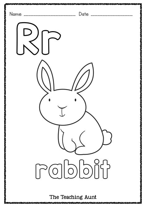 R is for Rabbit Art and Craft - The Teaching Aunt Rabbit Art And Craft, R Is For Rabbit, Letter R Activities, Alphabet Wall Cards, Rabbit Coloring, Free Printable Alphabet Worksheets, Letter Worksheets For Preschool, Worksheet For Kindergarten, 3rd Grade Math Worksheets