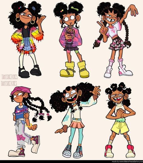 ✨s h r i m p✨ on Instagram: “Here’s a bunch of outfits I have for Goo! She’s the most fun to draw clothes for as she’s definitely the more colorful and experimental 🌈 - I also just like the idea that she would’ve taken some fashion advice from Frankie such as wearing collars and hoop earrings! - #fhfif #goofhfif #artistsoninstagram #fostershomeforimaginaryfriends #cartoonnetwork #digitalart #googoogaga” Cartoon Characters Design Ideas, Cartoon Clothing, Outfit Cartoon Character Design, Cartoon Clothing Ideas, Character Design Color, Goo Fosters Home, Colorful Outfits Drawing, Hair Color Art, Cartoon Outfits Drawing