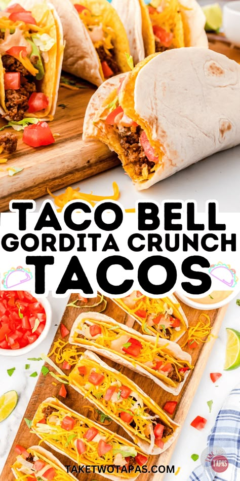 The Ultimate Homemade Cheesy Gordita Crunch is the perfect weeknight dinner recipe. If you love Taco Bell this copycat Gordita Crunch recipe is for you! Gorditas Crunch Wrap, Taco Bell Gorditas Recipe Mexican, Gorditas Recipe Taco Bell, Copycat Taco Bell Quesadilla, Taco Bueno Copycat Ground Beef, Copycat Recipes Taco Bell, Copycat Taco Bell Crunch Wrap, Copycat Taco Bell Recipes, Nacho Bell Grande Recipe